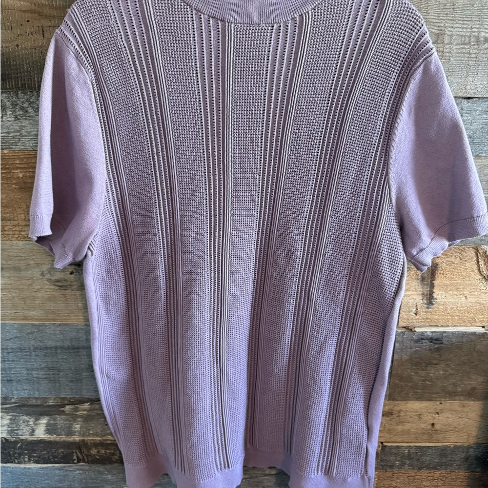 💜 Topman Textured Lilac Knit Polo – Size L